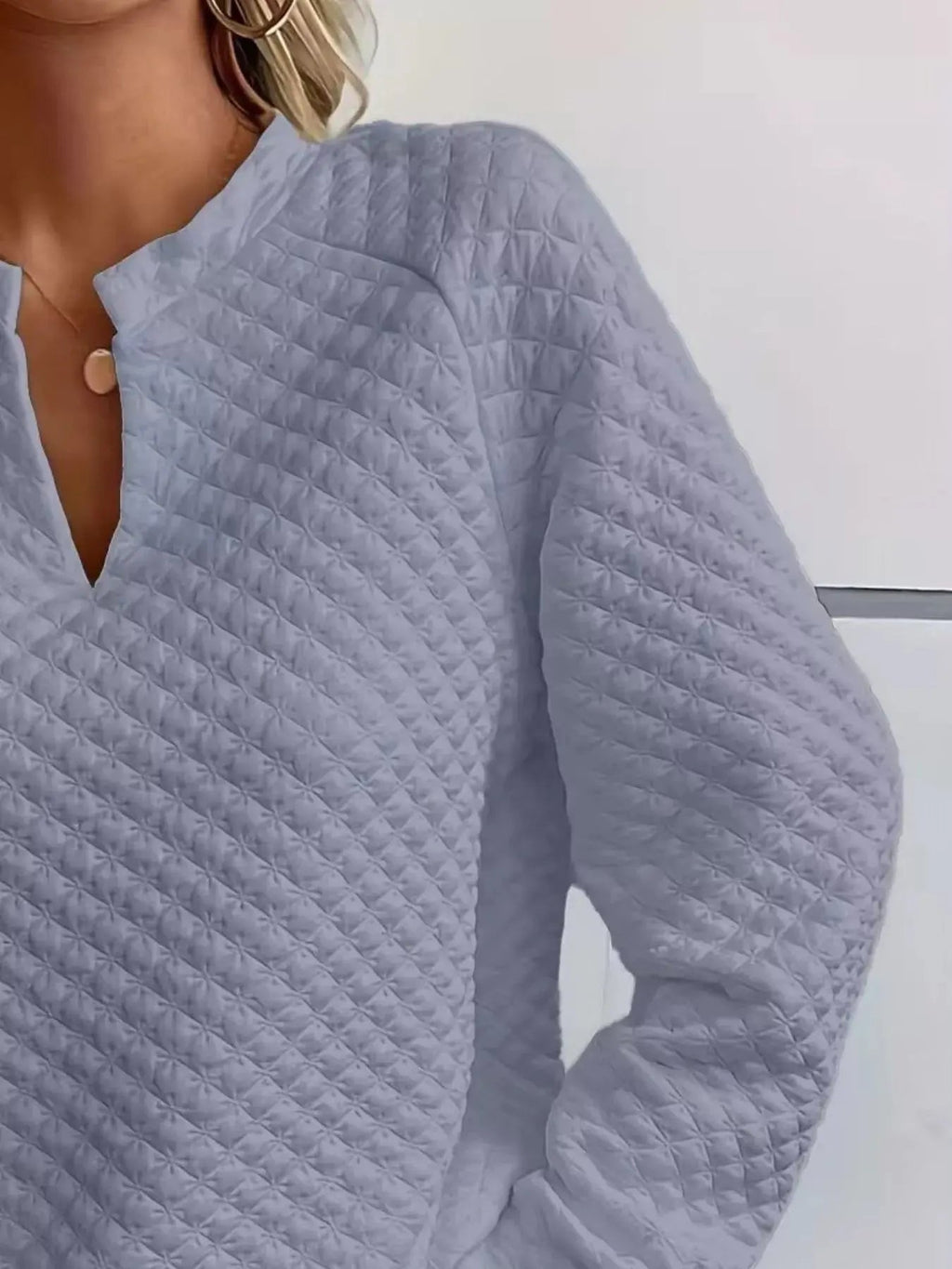 Notched Raglan Sleeve Sweatshirt - Charmdeals