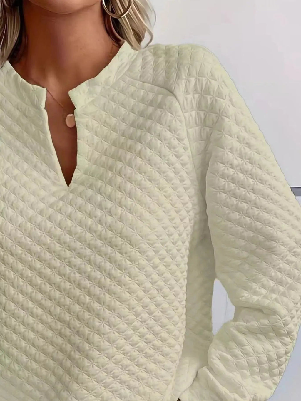 Notched Raglan Sleeve Sweatshirt - Charmdeals