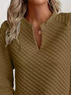 Notched Raglan Sleeve Sweatshirt - Charmdeals