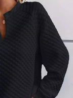 Notched Raglan Sleeve Sweatshirt - Charmdeals