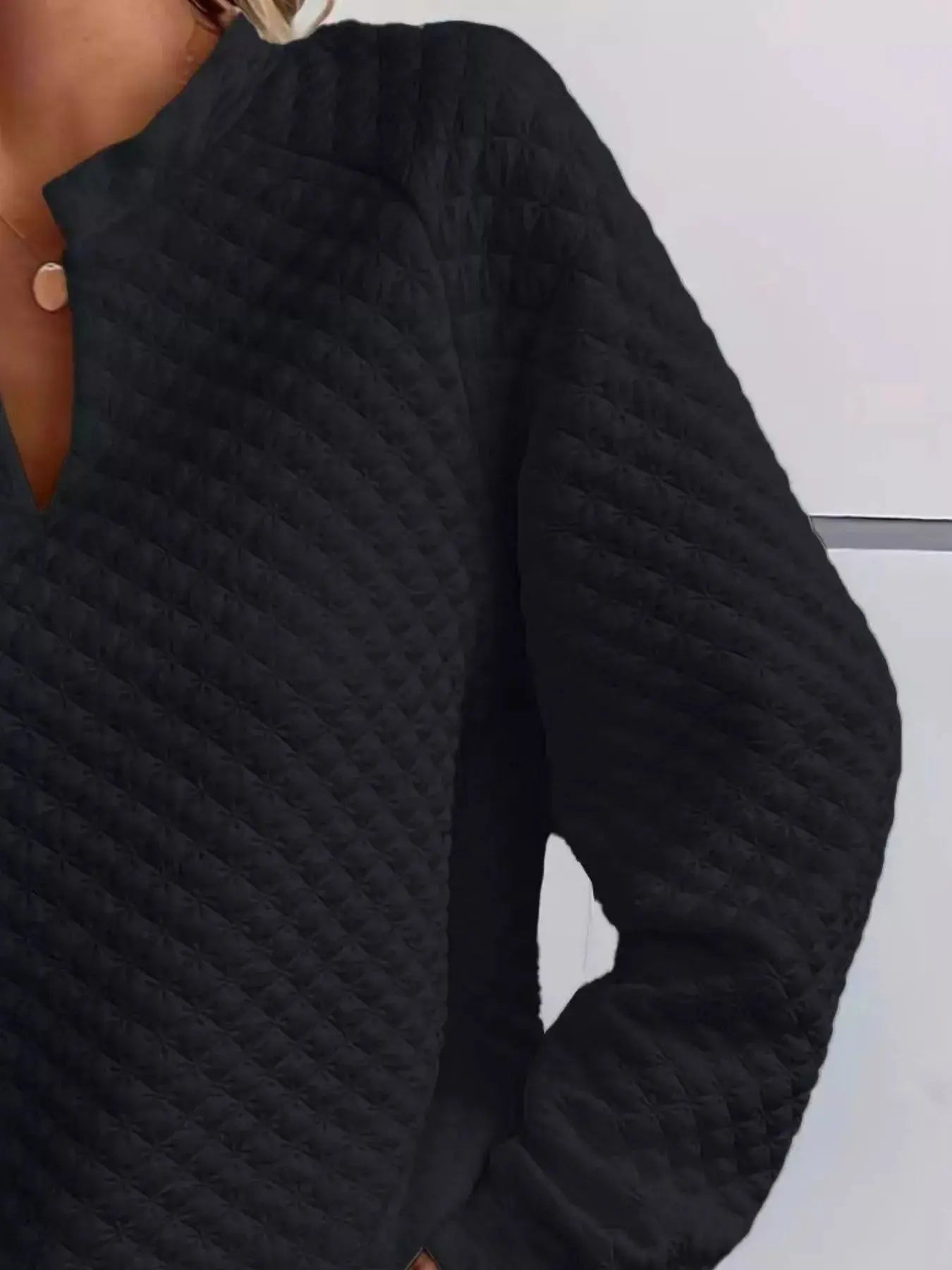 Notched Raglan Sleeve Sweatshirt - Charmdeals