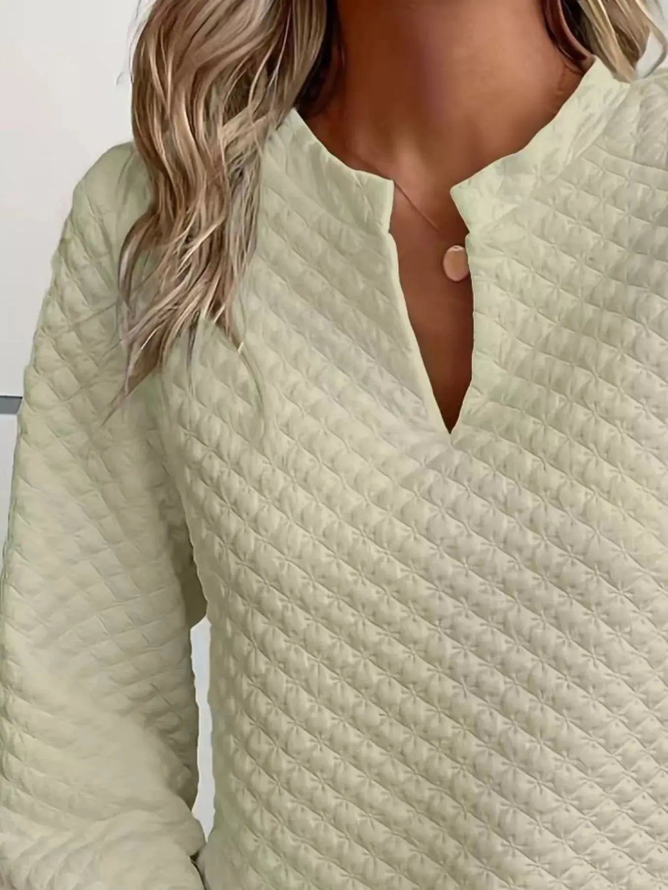 Notched Raglan Sleeve Sweatshirt - Charmdeals