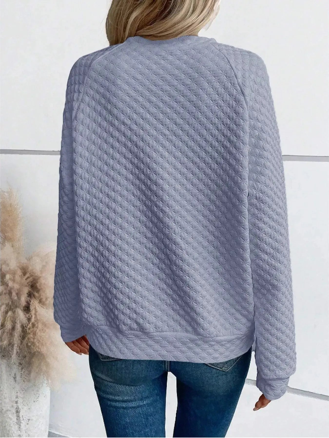 Notched Raglan Sleeve Sweatshirt - Charmdeals