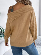 Off - Shoulder Cable Knit Sweater - Charmdeals