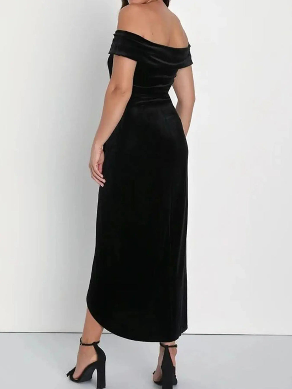Off - Shoulder Wrap Dress with Side Slit - Charmdeals