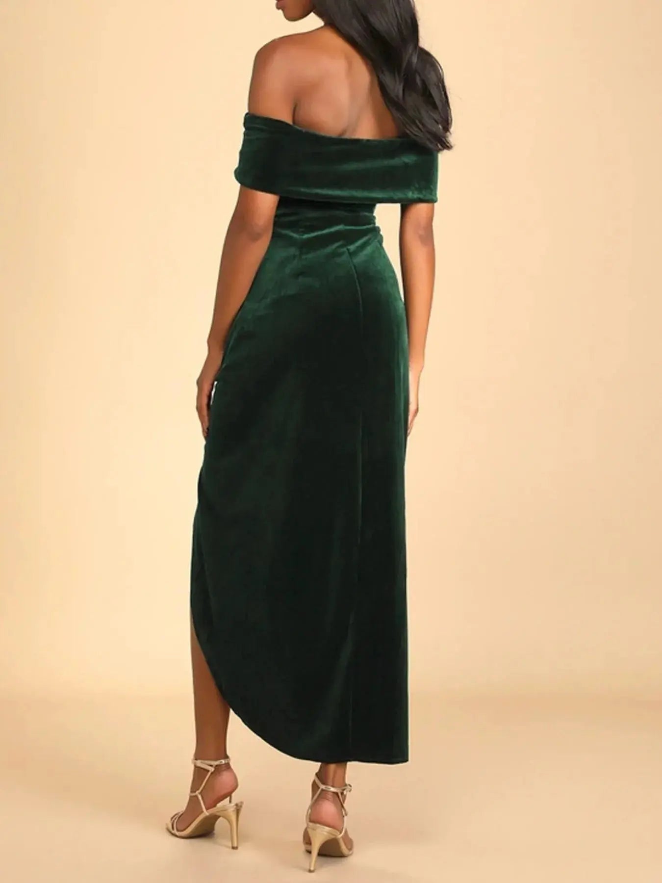 Off - Shoulder Wrap Dress with Side Slit - Charmdeals