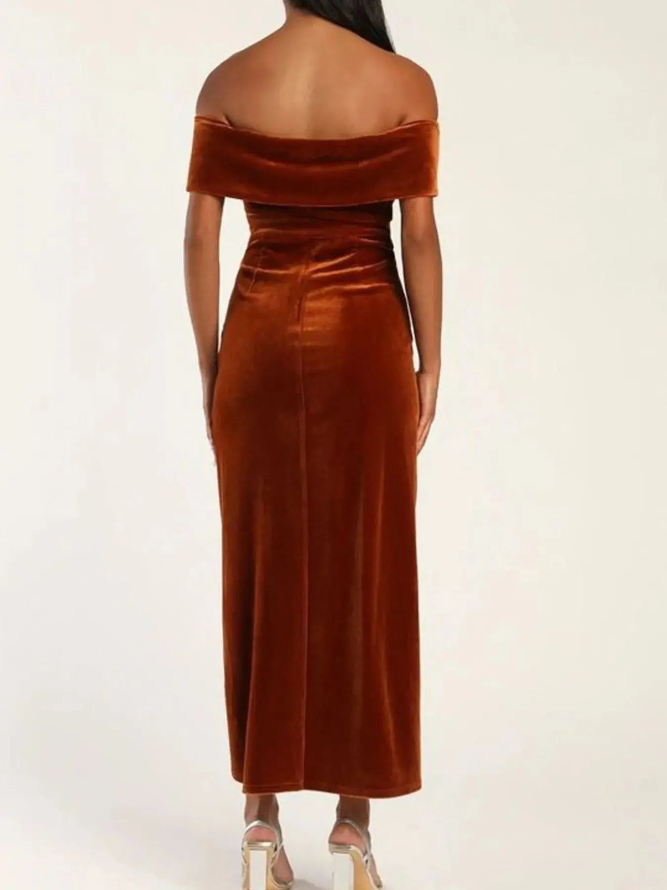 Off - Shoulder Wrap Dress with Side Slit - Charmdeals