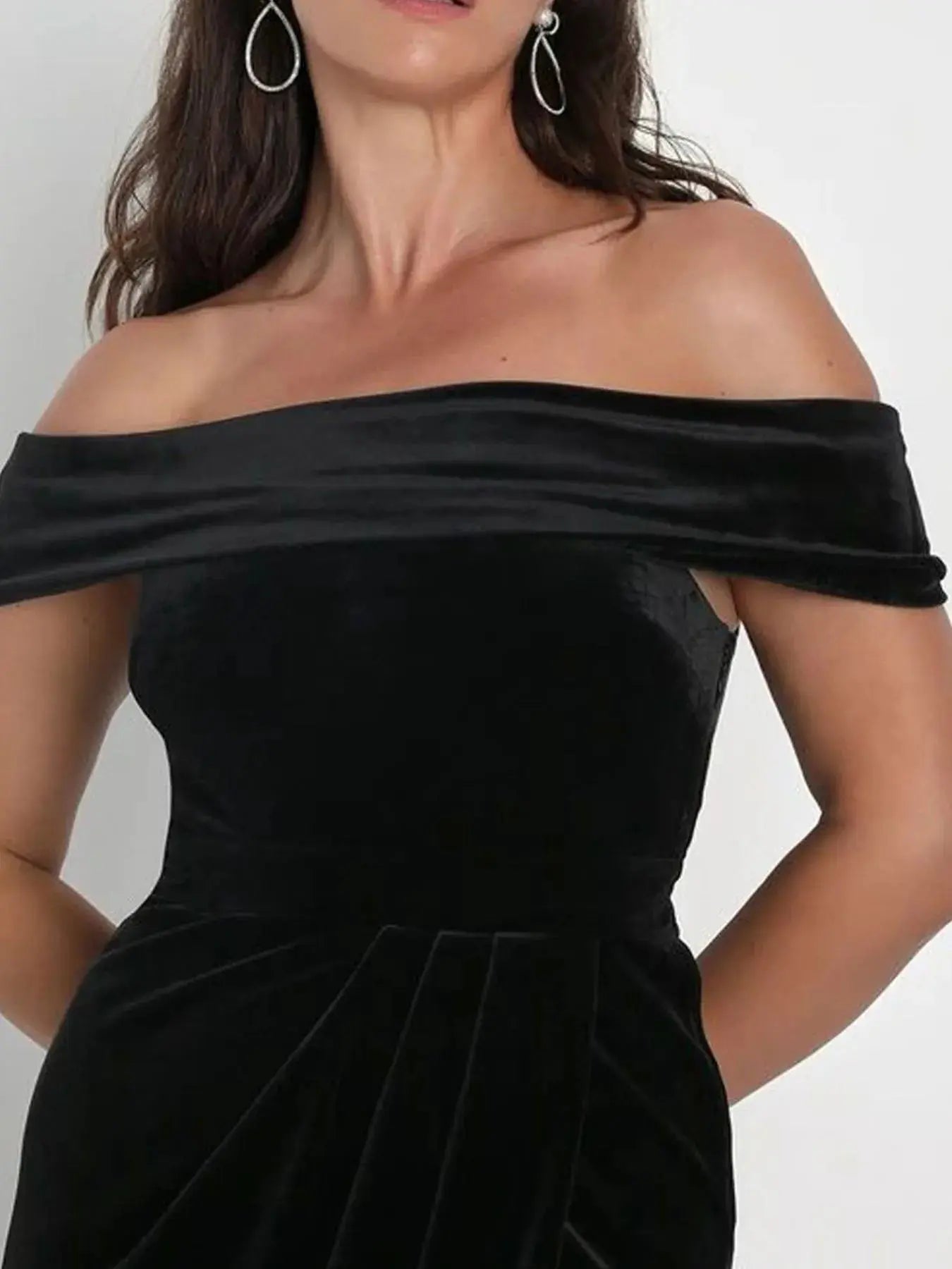 Off - Shoulder Wrap Dress with Side Slit - Charmdeals