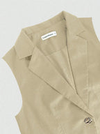 One Button Sleeveless Top and Pants Set - Charmdeals