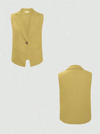 One Button Sleeveless Top and Pants Set - Charmdeals