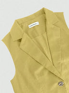One Button Sleeveless Top and Pants Set - Charmdeals