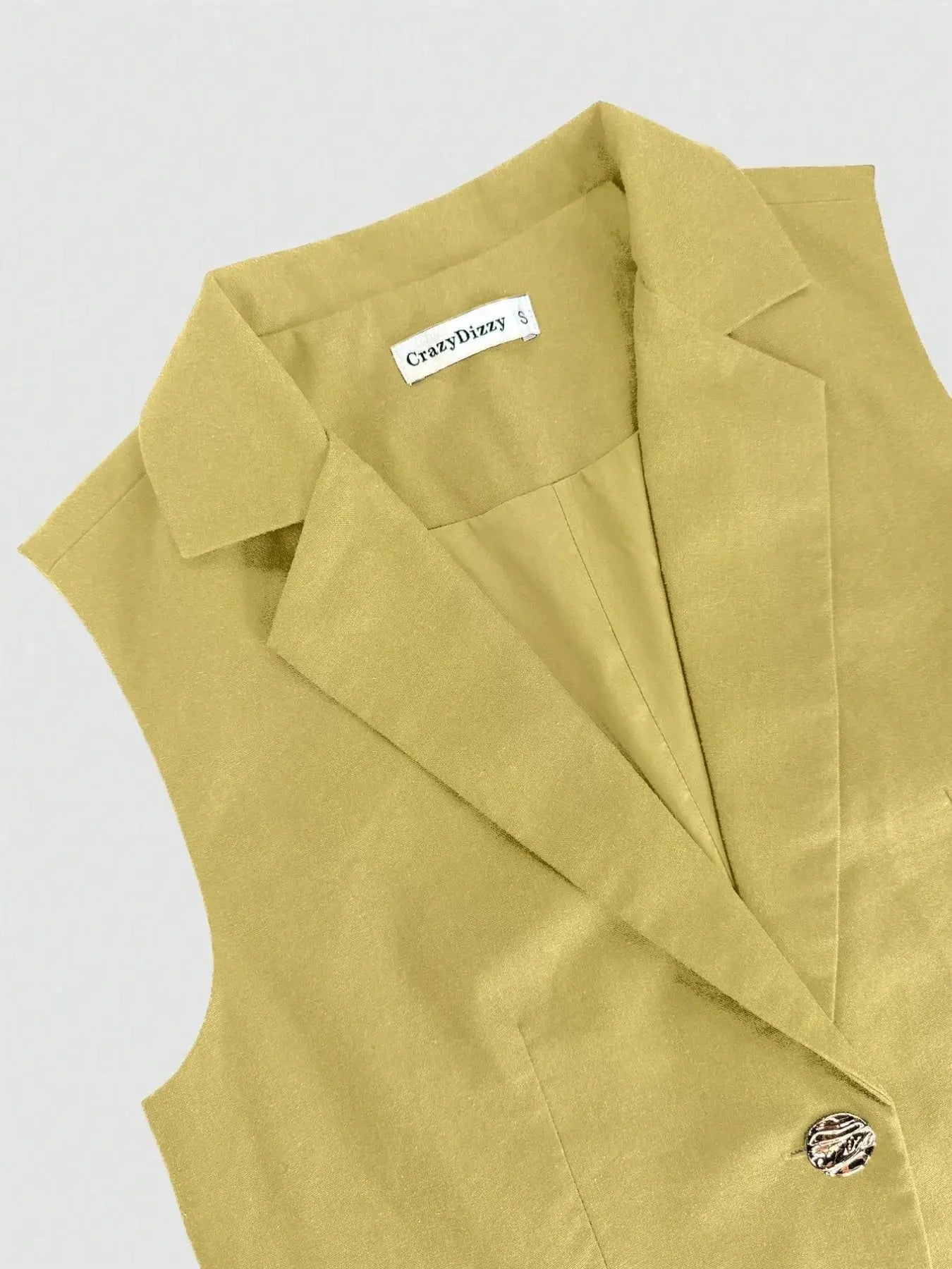 One Button Sleeveless Top and Pants Set - Charmdeals