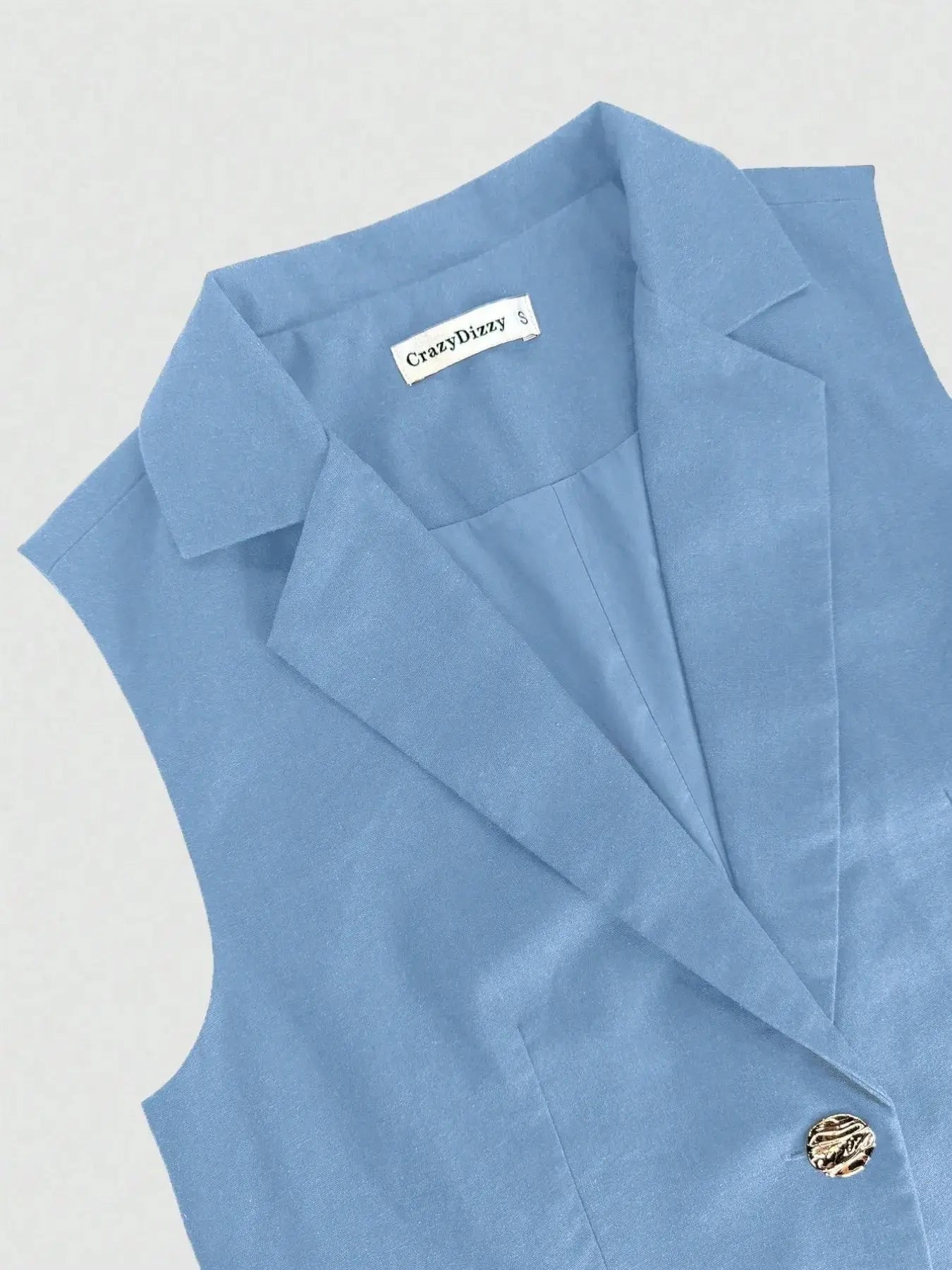 One Button Sleeveless Top and Pants Set - Charmdeals