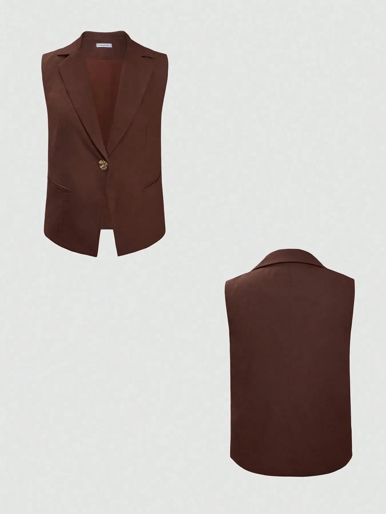 One Button Sleeveless Top and Pants Set - Charmdeals