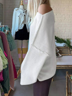 One Shoulder Ribbed Knit Sweater - Charmdeals