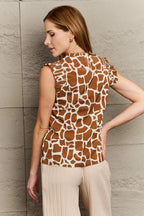 Perfee Giraffe Print Round Neck Tank Top - Charmdeals