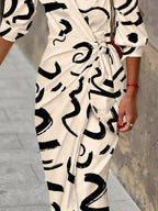 Printed Collared Neck Shirt Dress - Charmdeals