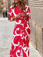 Printed Collared Neck Shirt Dress - Charmdeals