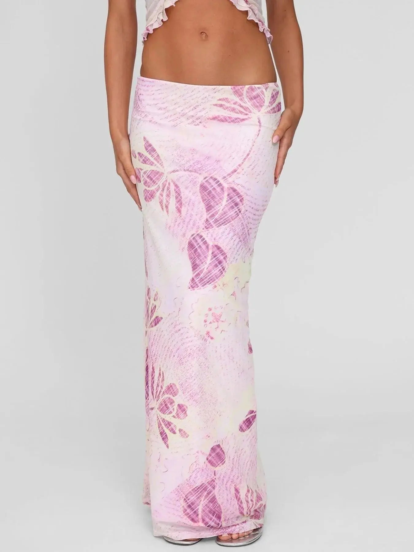 Printed Halter Neck Cami and Maxi Skirt Set - Charmdeals