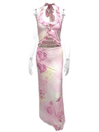 Printed Halter Neck Cami and Maxi Skirt Set - Charmdeals