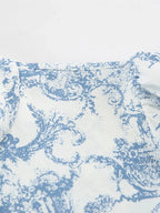 Printed Mock Neck Top and Skirt Set - Charmdeals
