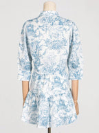Printed Mock Neck Top and Skirt Set - Charmdeals