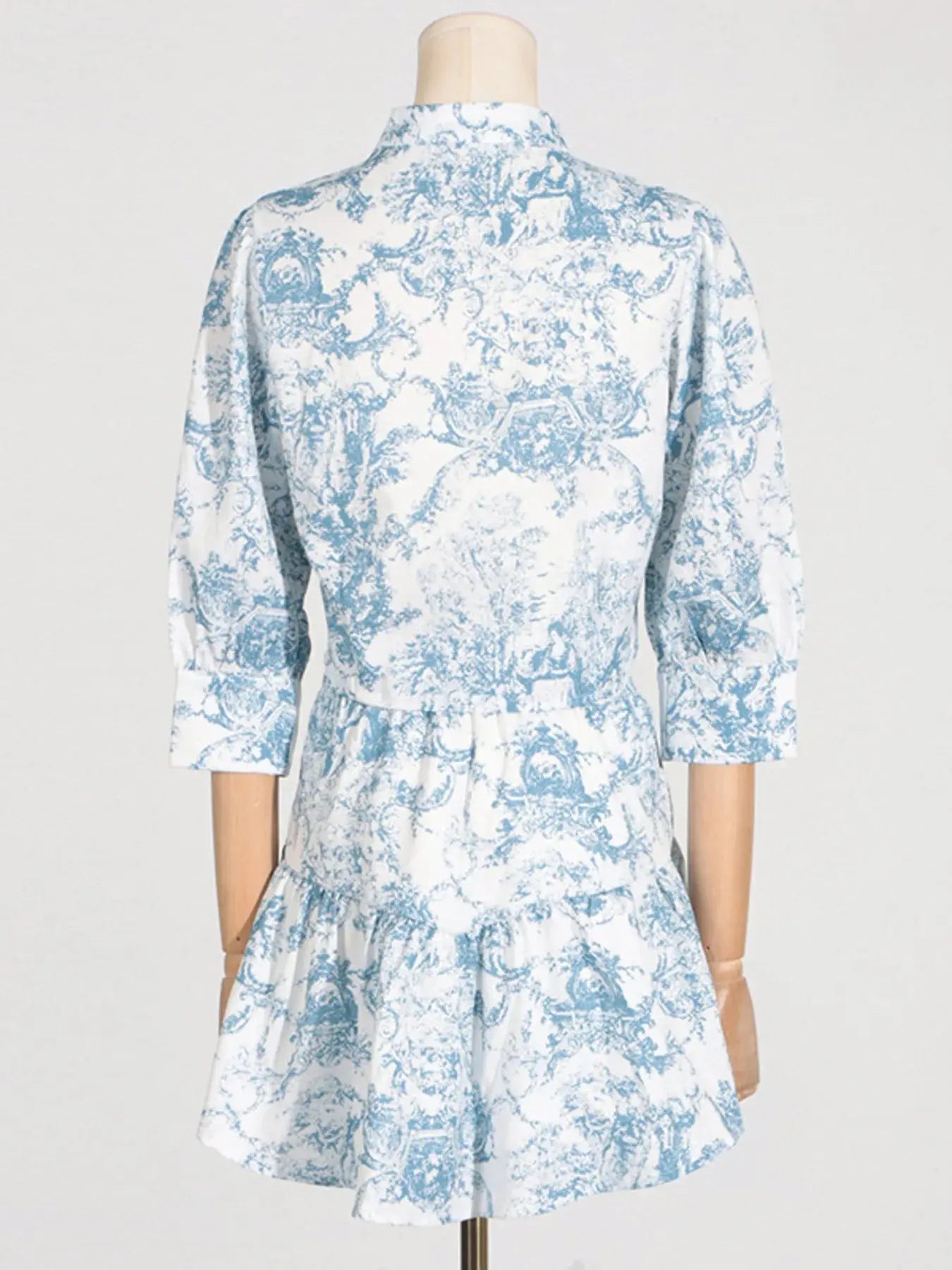 Printed Mock Neck Top and Skirt Set - Charmdeals
