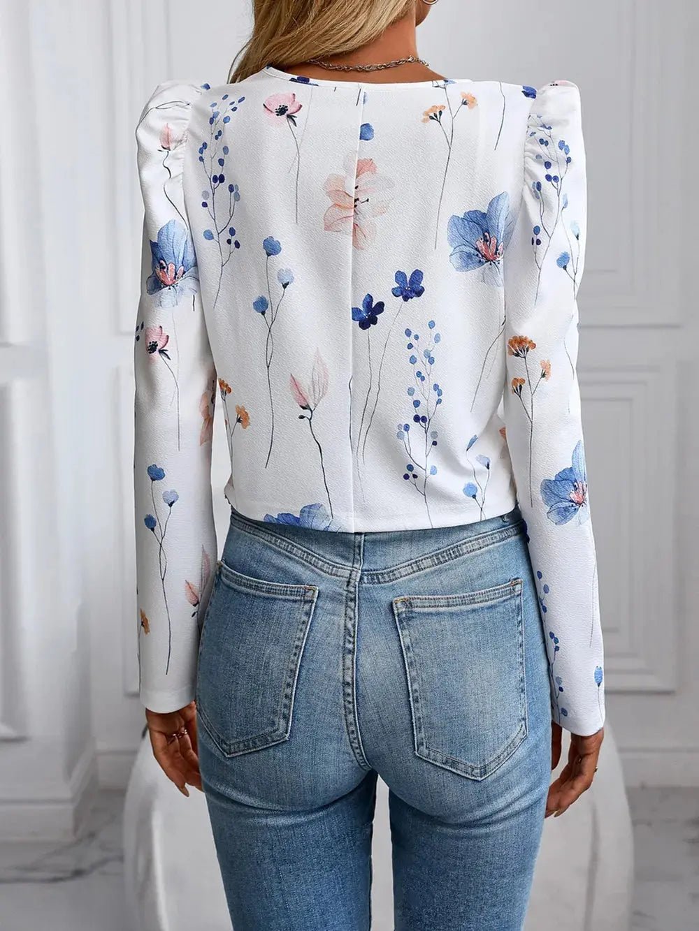 Printed Zip Up Long Sleeve Jacket - Charmdeals