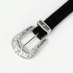 PU Leather Inlaid Rhinestone Belt - Charmdeals