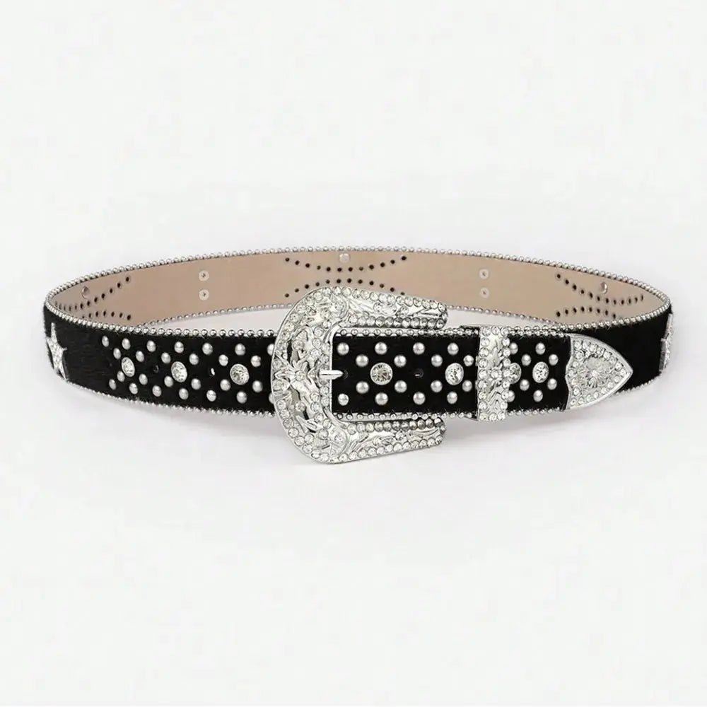PU Leather Inlaid Rhinestone Belt - Charmdeals
