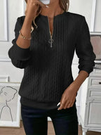 Quarter - Zip Long Sleeve Sweatshirt - Charmdeals