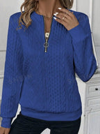 Quarter - Zip Long Sleeve Sweatshirt - Charmdeals