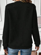 Quarter Zip Textured Long Sleeve Sweatshirt - Charmdeals