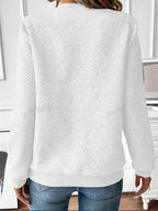 Quarter Zip Textured Long Sleeve Sweatshirt - Charmdeals