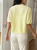 Ribbed Hem Round Neck Sweater - Charmdeals