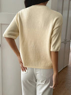 Ribbed Hem Round Neck Sweater - Charmdeals