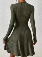 Ribbed Knit Wrap Mini Dress - Charmdeals