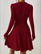 Ribbed Knit Wrap Mini Dress - Charmdeals