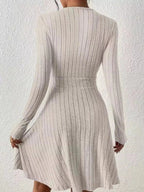 Ribbed Knit Wrap Mini Dress - Charmdeals