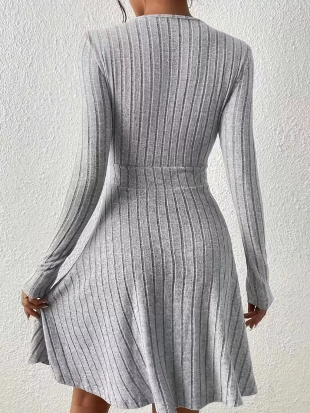 Ribbed Knit Wrap Mini Dress - Charmdeals