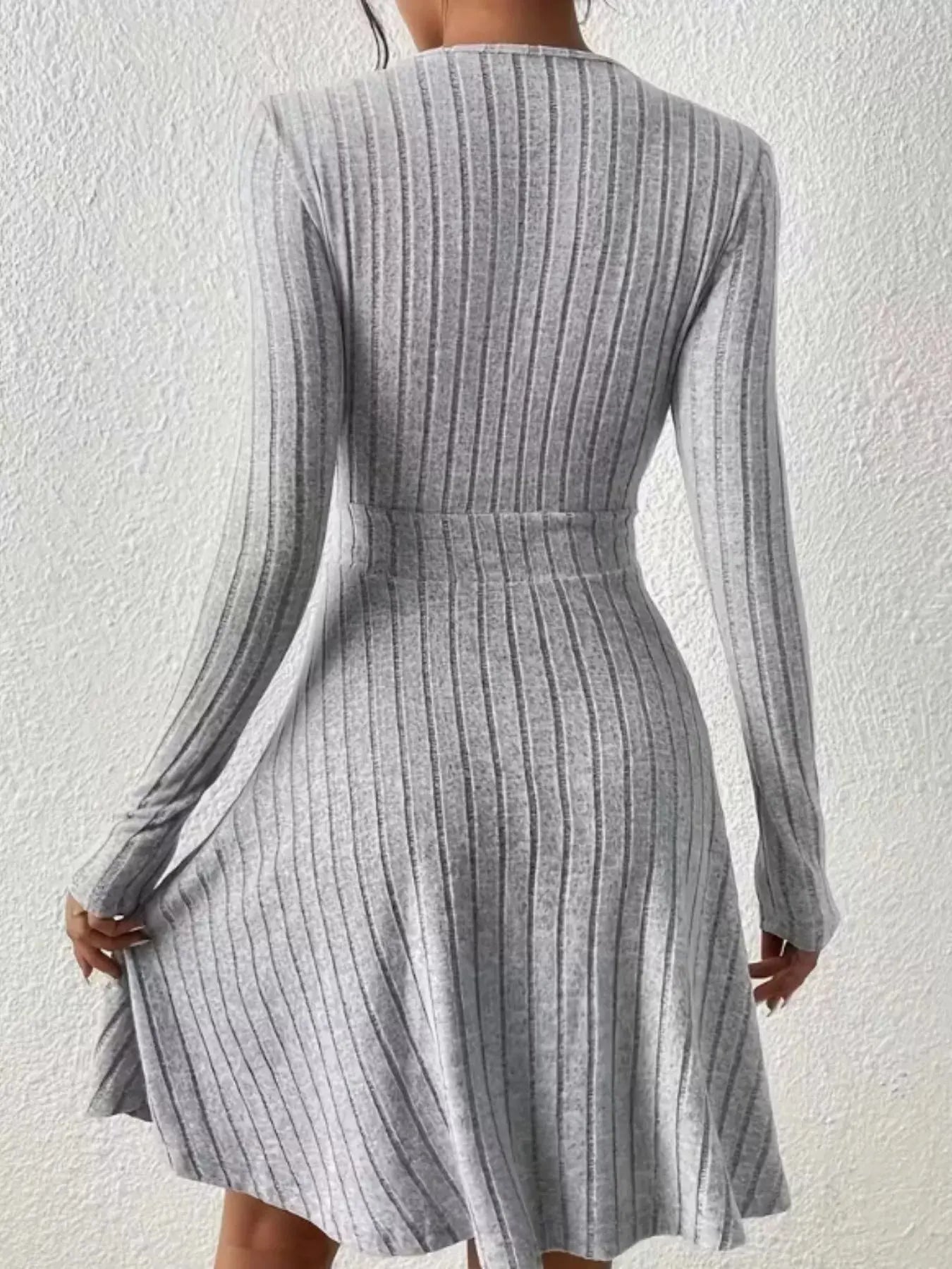 Ribbed Knit Wrap Mini Dress - Charmdeals