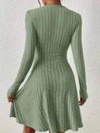 Ribbed Knit Wrap Mini Dress - Charmdeals
