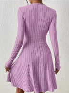 Ribbed Knit Wrap Mini Dress - Charmdeals