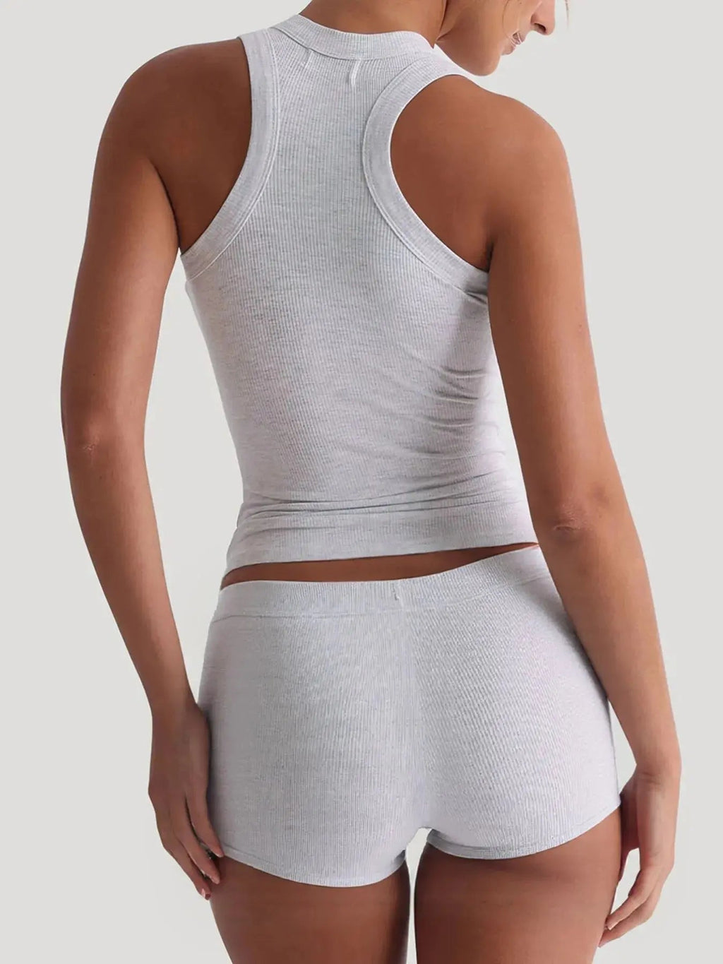 Ribbed Tank Top and Shorts Active Set - Charmdeals
