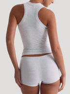 Ribbed Tank Top and Shorts Active Set - Charmdeals