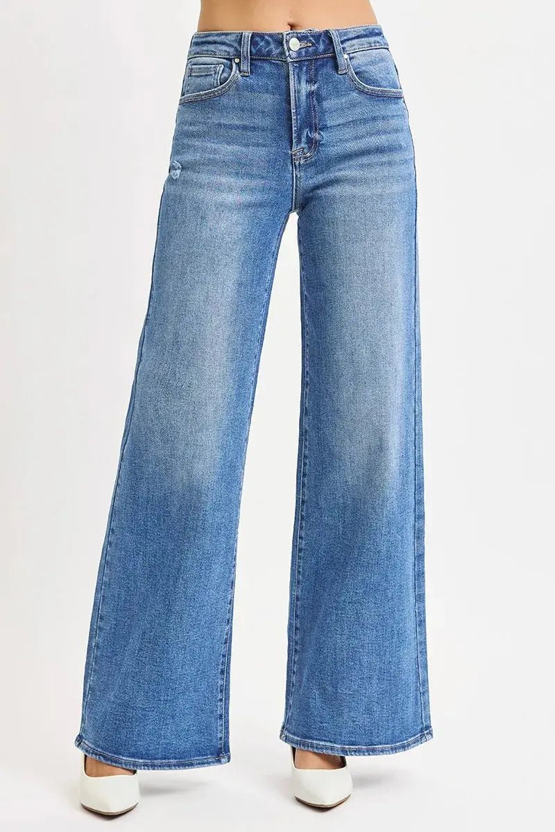 RISEN Full Size High Rise Wide Leg Jeans Plus Size - Charmdeals