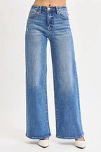 RISEN Full Size High Rise Wide Leg Jeans Plus Size - Charmdeals