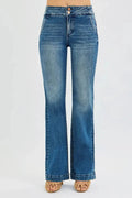 RISEN Full Size Tummy Control High Rise Bootcut Jeans with Double Button Waistband Plus Size - Charmdeals
