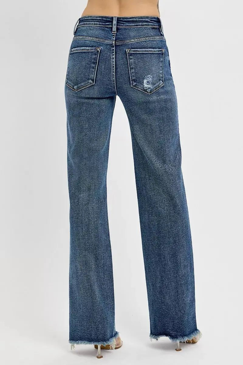 RISEN Full Size Tummy Control High Rise Long Straight Jeans Plus Size - Charmdeals