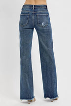 RISEN Full Size Tummy Control High Rise Long Straight Jeans Plus Size - Charmdeals